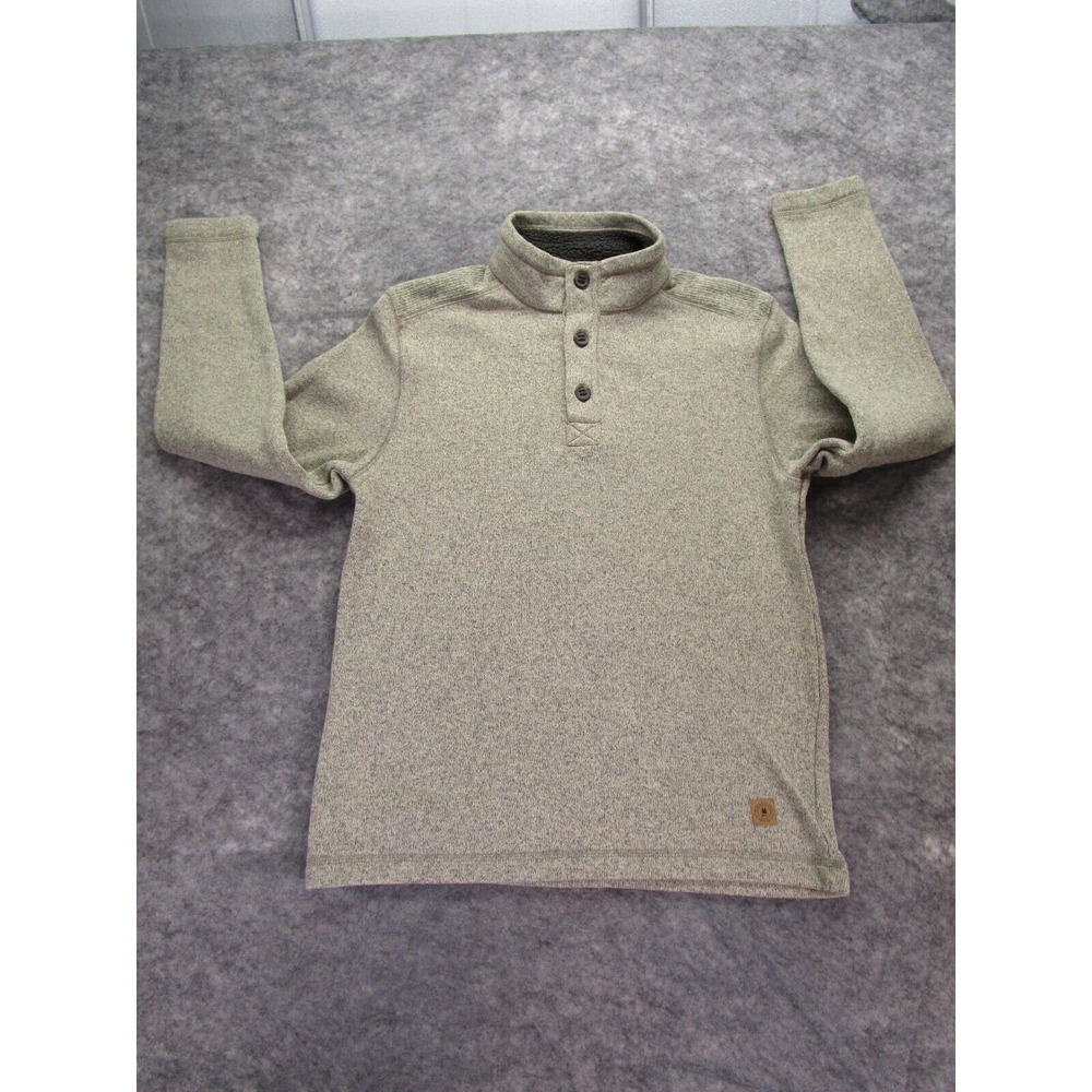 GH Bass Sweater Mens Medium Button Henley Pullover Long Sleeve Tan sweatshirt